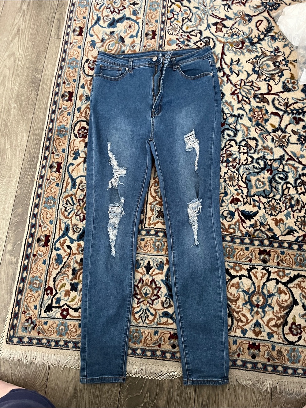 Women's Dark Blue Ripped Skinny Jeans